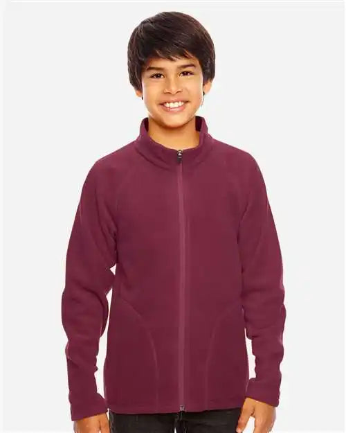 Team 365 Tt90y Youth Campus Microfleece Jacket - Sport Maroon