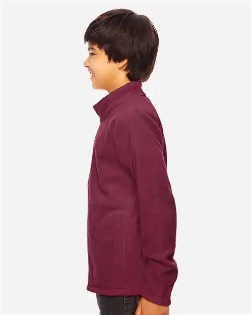 Team 365 Tt90y Youth Campus Microfleece Jacket - Sport Maroon