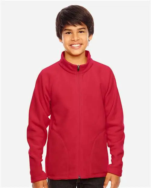 Team 365 Tt90y Youth Campus Microfleece Jacket - Sport Red