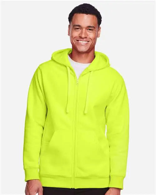 Team 365 Tt95 Unisex Zone Hydrosport™ Heavyweight Full-zip Hooded Sweatshirt - Safety Yellow