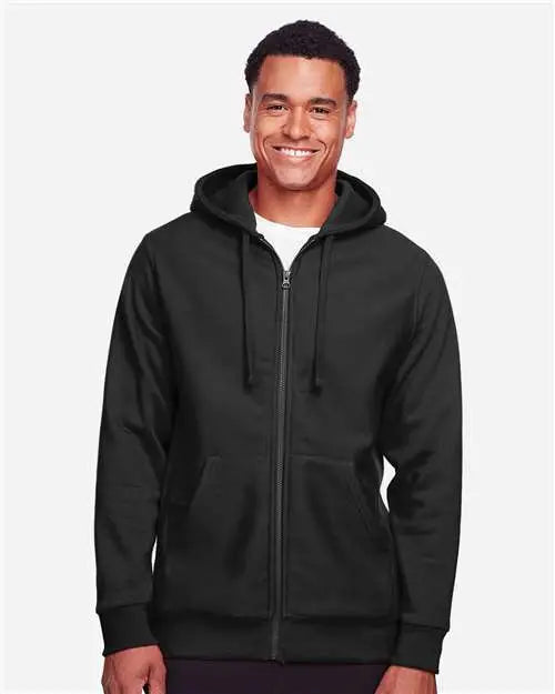 Team 365 Tt95 Unisex Zone Hydrosport™ Heavyweight Full-zip Hooded Sweatshirt - Black