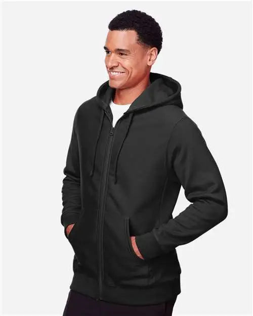Team 365 Tt95 Unisex Zone Hydrosport™ Heavyweight Full-zip Hooded Sweatshirt - Black