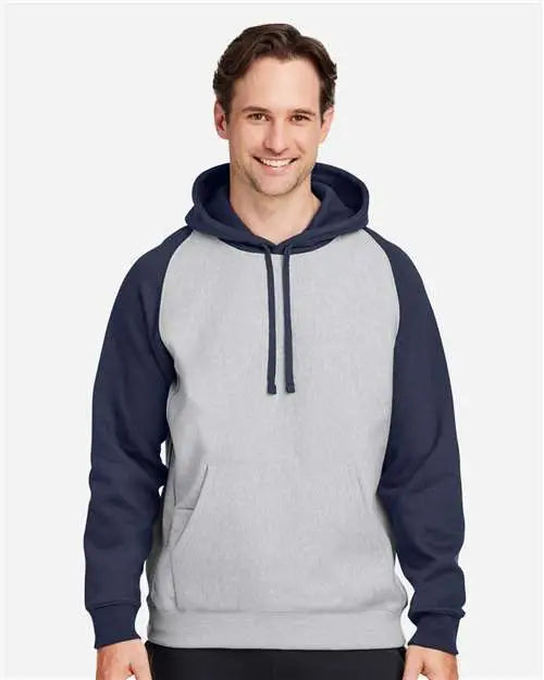 Team 365 Tt96cb Unisex Zone Hydrosport™ Heavyweight Colorblock Hooded Sweatshirt - Athletic Heather Sport Dark Navy