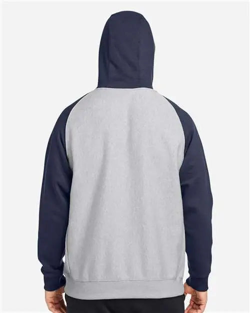 Team 365 Tt96cb Unisex Zone Hydrosport™ Heavyweight Colorblock Hooded Sweatshirt - Athletic Heather Sport Dark Navy