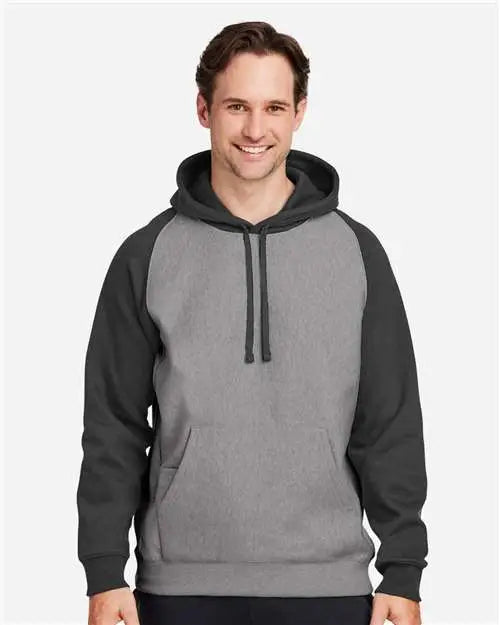 Team 365 Tt96cb Unisex Zone Hydrosport™ Heavyweight Colorblock Hooded Sweatshirt - Dark Grey Heather Black