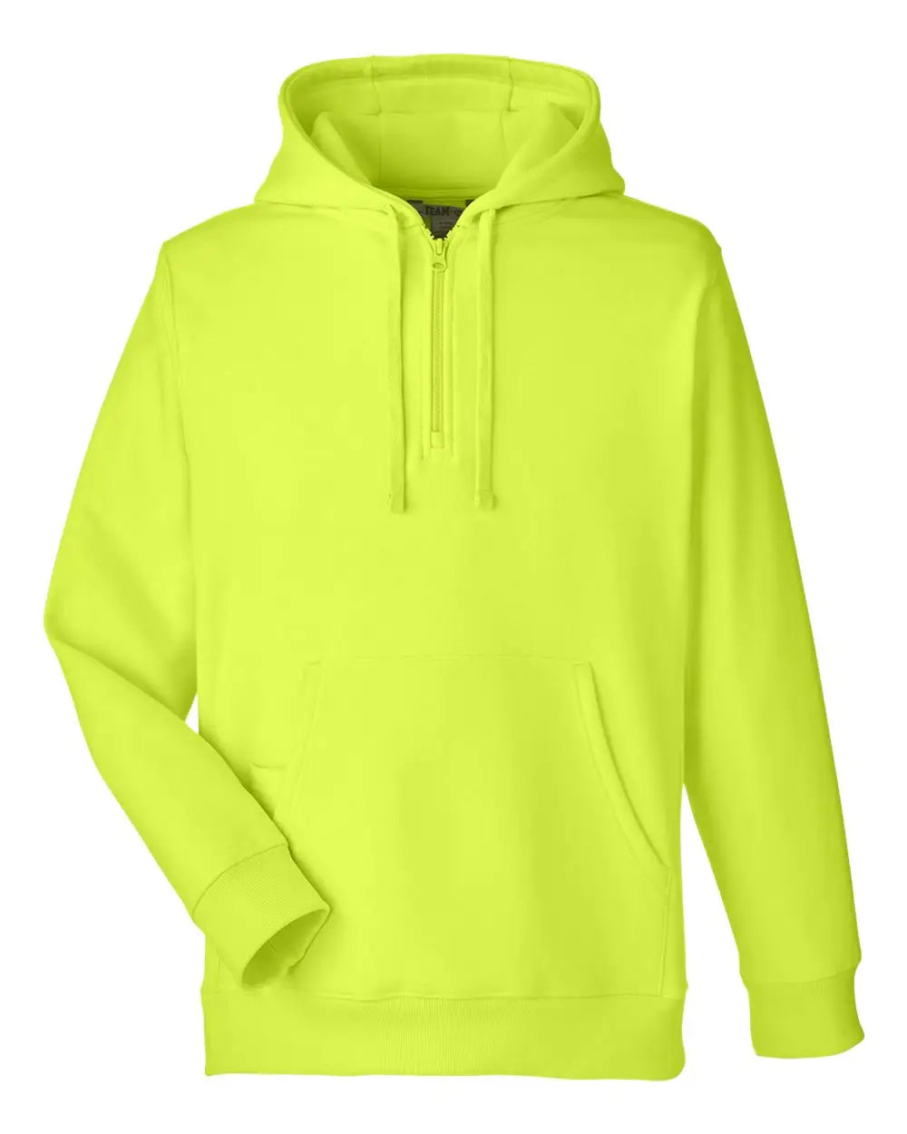 Team 365 Tt97 Unisex Zone Hydrosport Heavyweight Quarter-zip Pullover Hooded Sweatshirt - Safety Yellow - Adult Xs