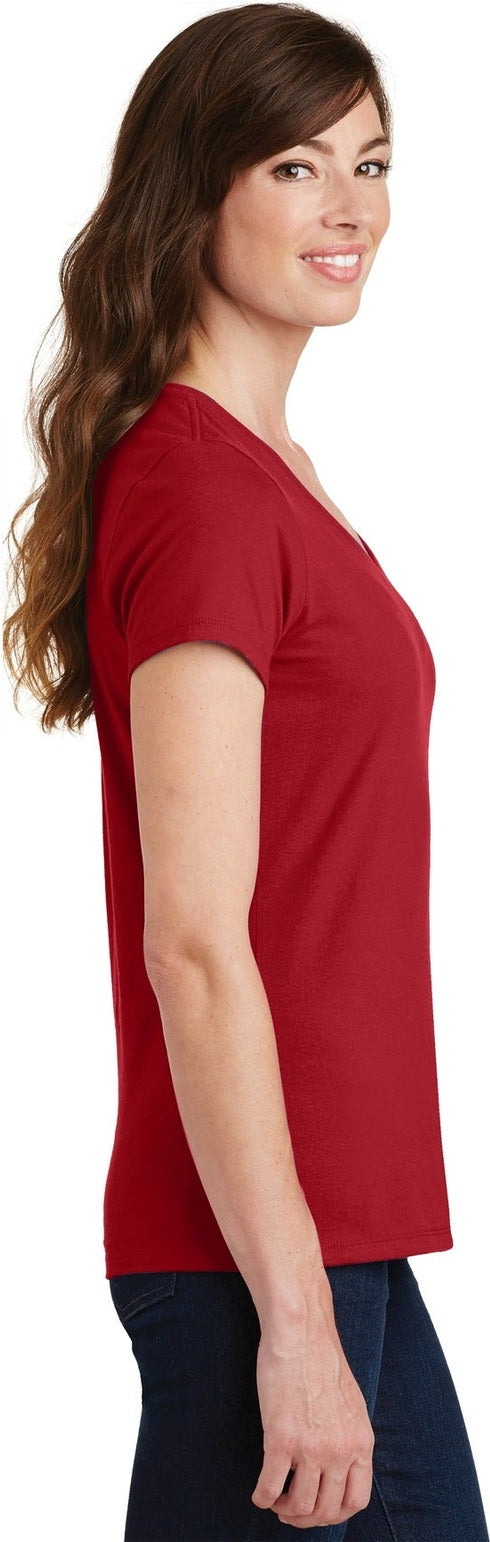 Team Cardinal Port & Co Women's Fan Favorite V-Neck Tee. LPC450V