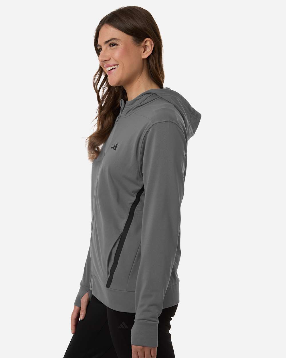 Team Grey Four/ Black Women's Game & Go Fleece Full-Zip Hooded Sweatshirt - AT209