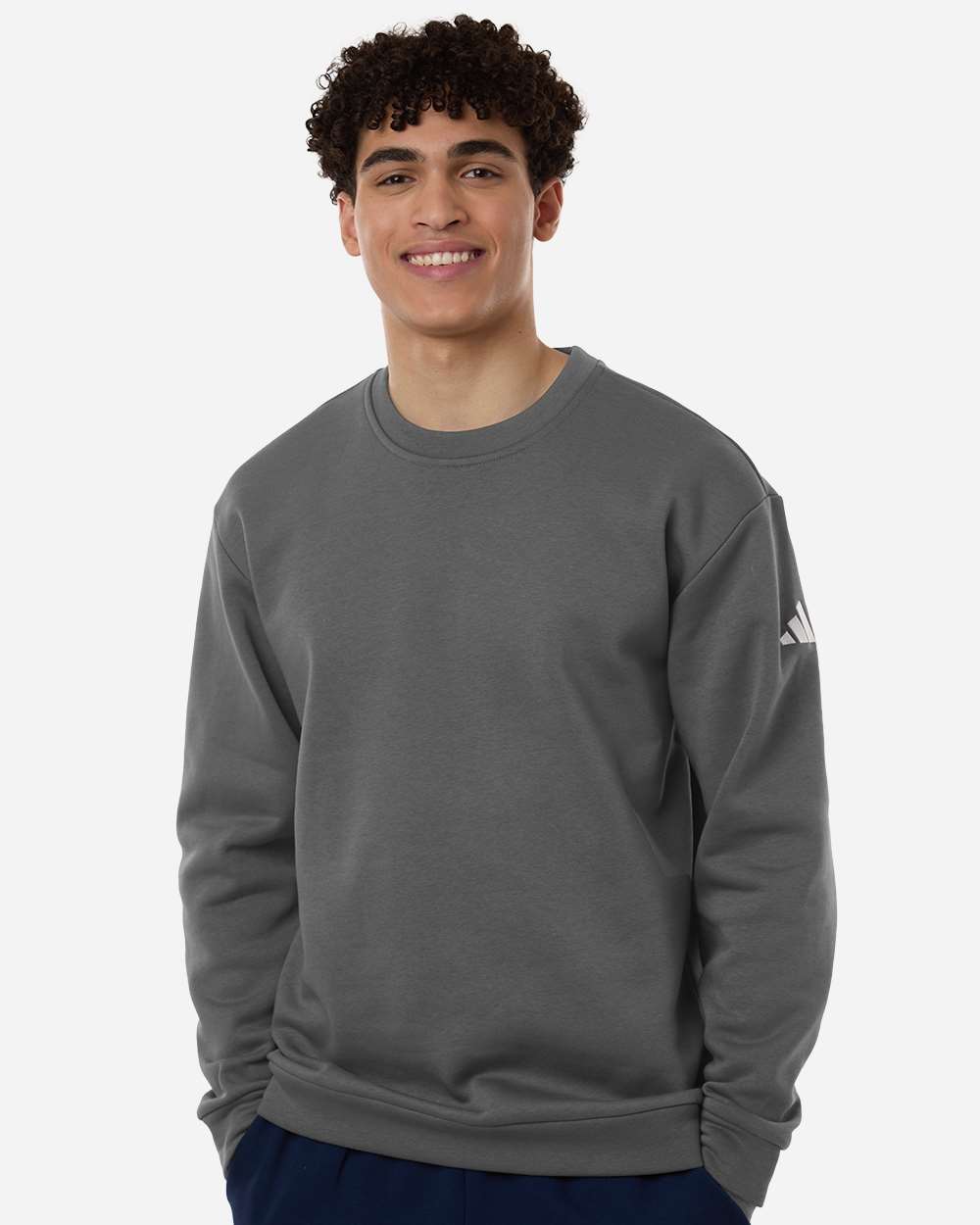Team Grey Four/ White Men's Fleece Crewneck Sweatshirt - AT200 plain