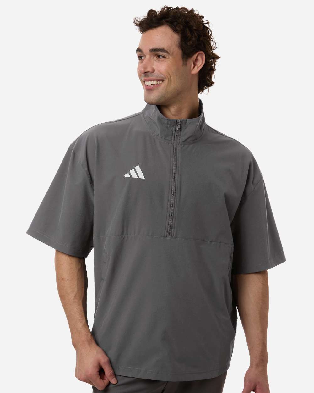 Team Grey Four/ White Men's Short Sleeve Quarter-Zip Pullover - AT505 plain