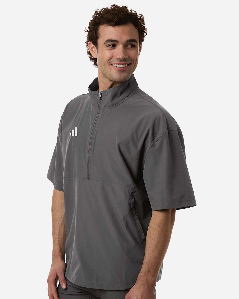 Team Grey Four/ White Men's Short Sleeve Quarter-Zip Pullover - AT505