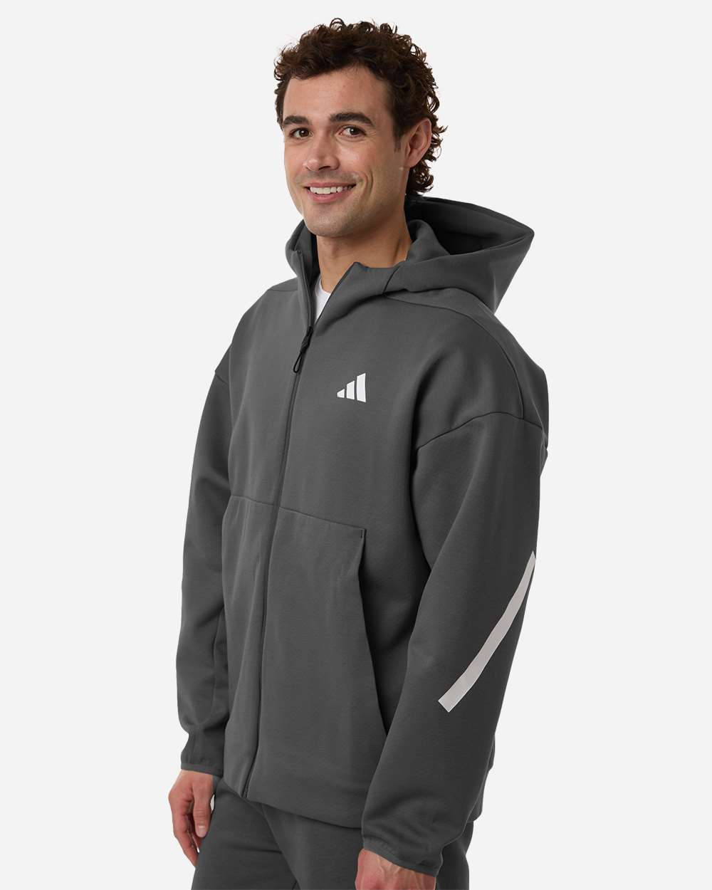 Team Grey Four/ White Men's Z.N.E Full-Zip Hooded Sweatshirt - AT220 plain