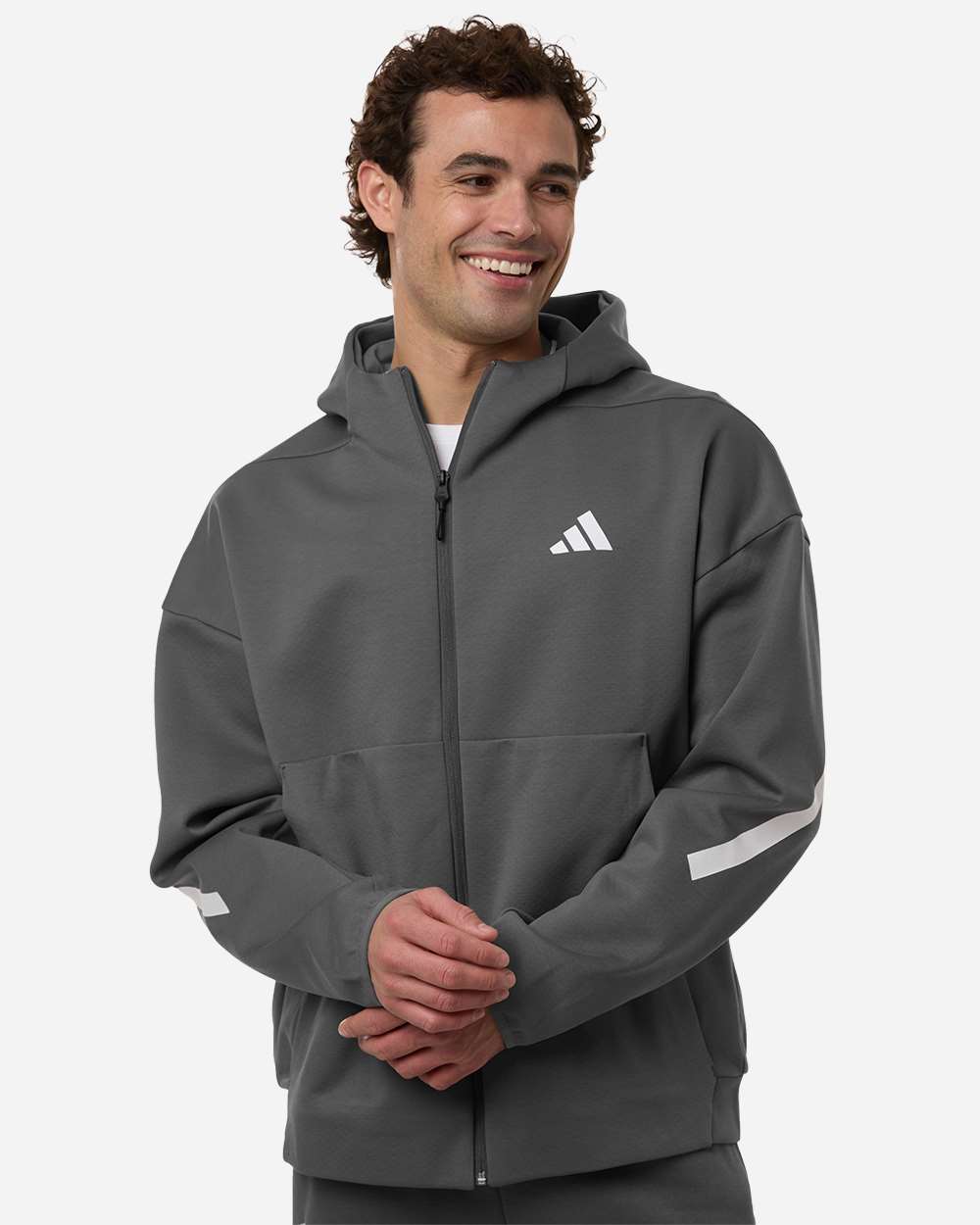 Team Grey Four/ White Men's Z.N.E Full-Zip Hooded Sweatshirt - AT220