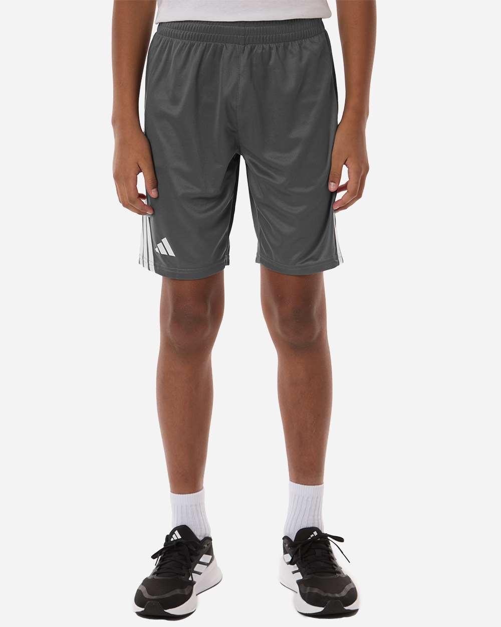 Team Grey Four/ White Youth 3-Stripes 3" Shorts - AT302