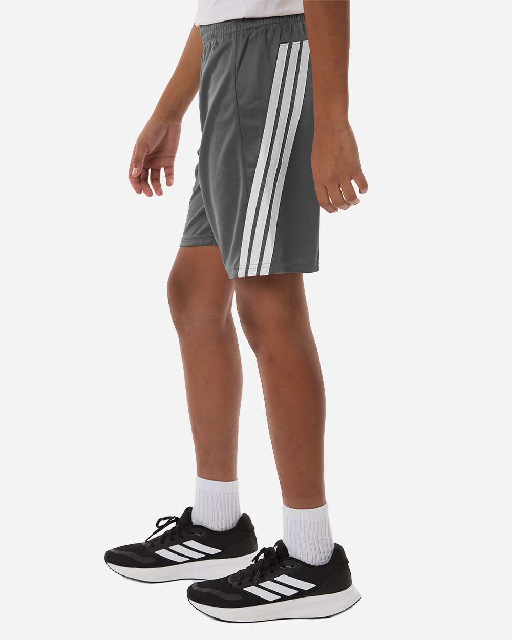 Team Grey Four/ White Youth 3-Stripes 3" Shorts - AT302