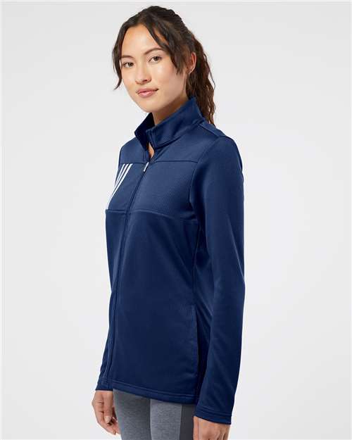 Team Navy Blue/ Grey Two Women&#39;s 3-Stripes Double Knit Full-Zip - A483