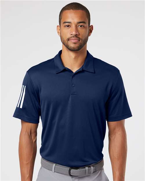 Team Navy Blue/ White Floating 3-Stripes Polo - A480