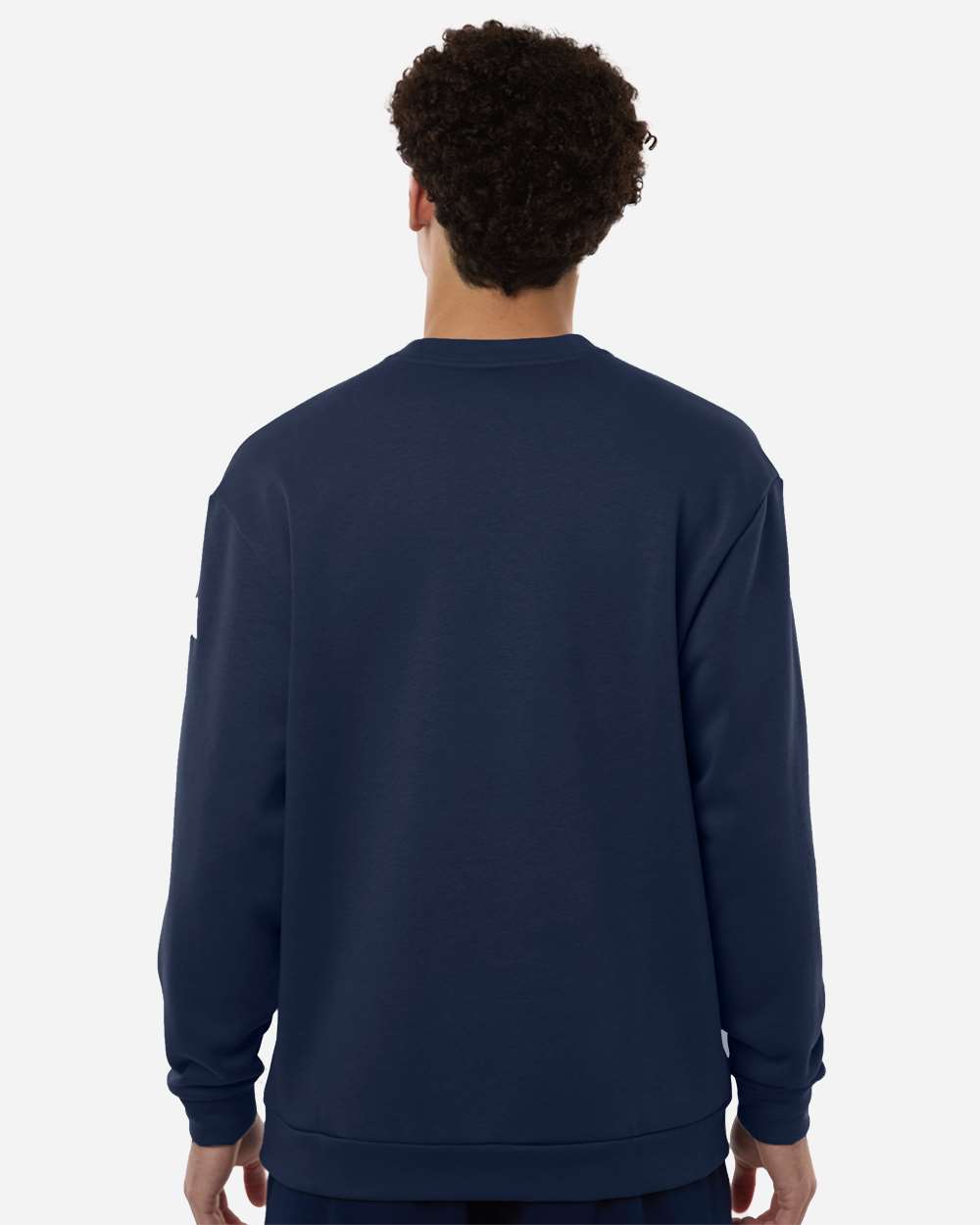 Team Navy Blue/ White Men's Fleece Crewneck Sweatshirt - AT200 plain