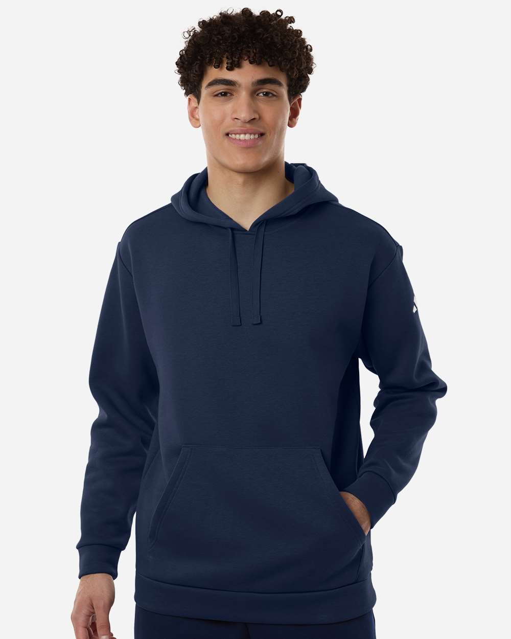 Team Navy Blue/ White Men's Fleece Hooded Sweatshirt - AT203 plain