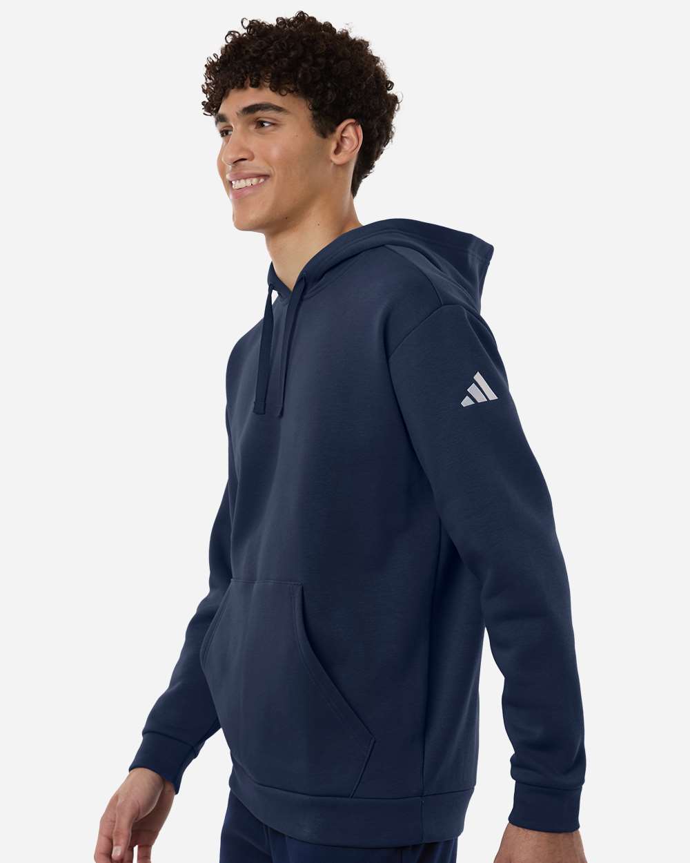 Team Navy Blue/ White Men's Fleece Hooded Sweatshirt - AT203 plain