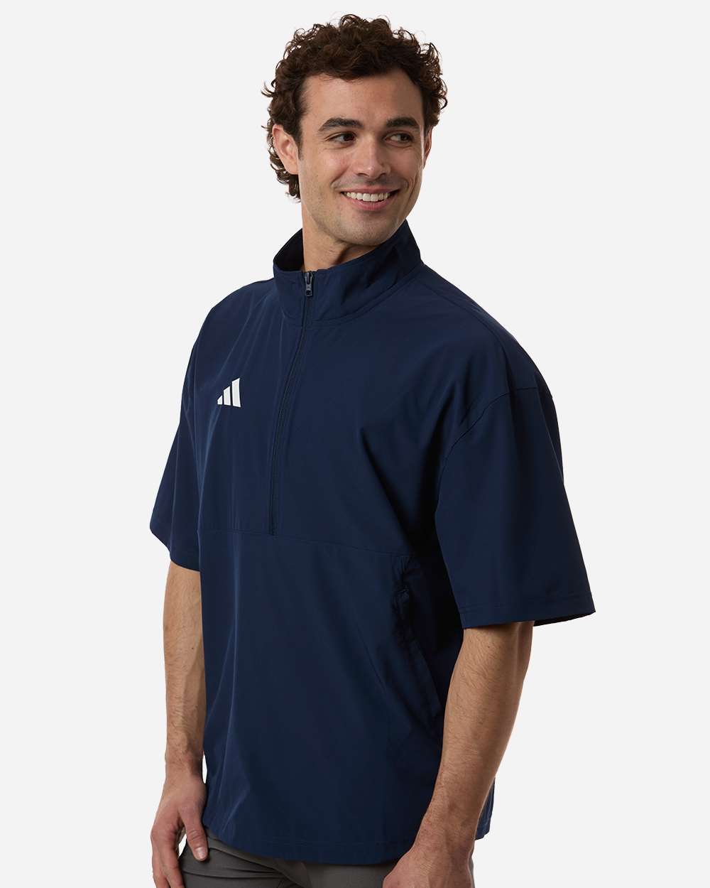 Team Navy Blue/ White Men's Short Sleeve Quarter-Zip Pullover - AT505