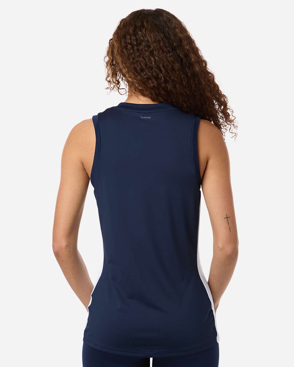 Team Navy Blue/ White Women's Quickset V-Neck Sleeveless Jersey - AT120 plain