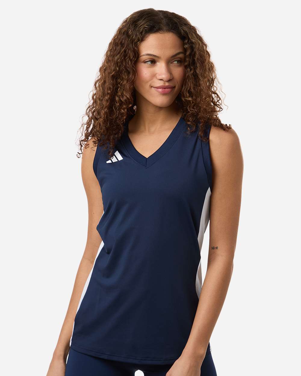 Team Navy Blue/ White Women's Quickset V-Neck Sleeveless Jersey - AT120