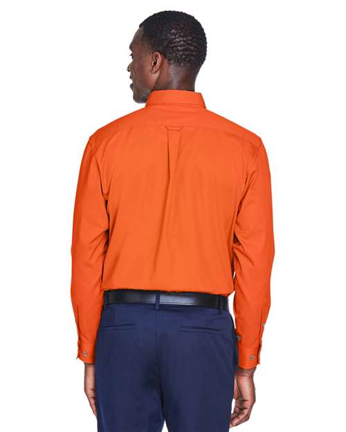 Team Orange Men&#39;s Easy Blend™ Long Sleeve Twill Shirt - M500