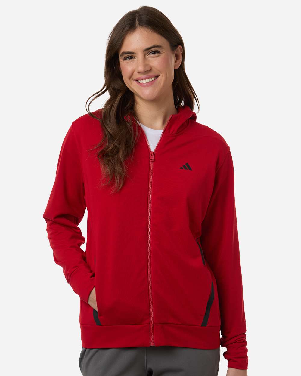 Team Power Red/ Black Women's Game & Go Fleece Full-Zip Hooded Sweatshirt - AT209 plain