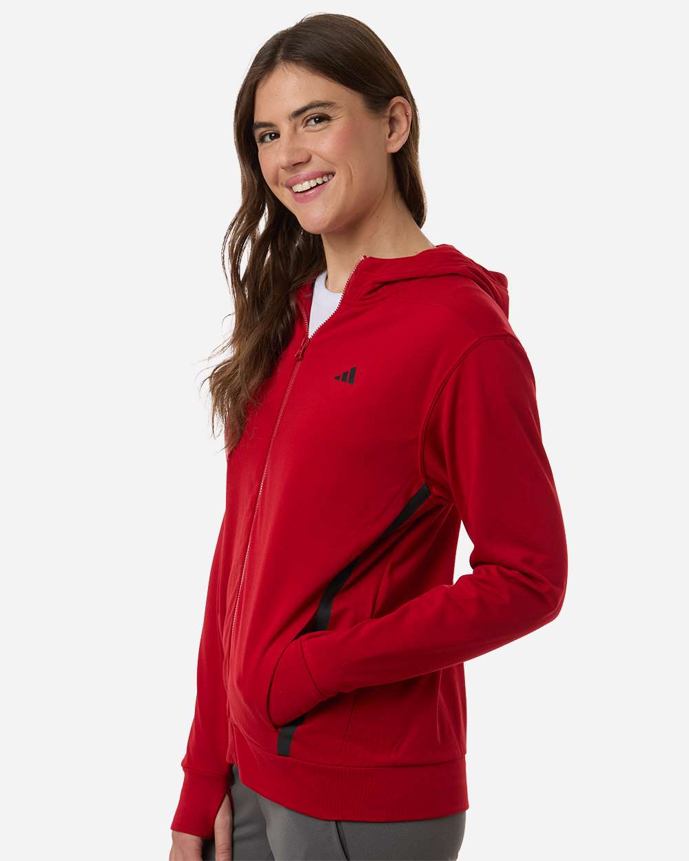Team Power Red/ Black Women's Game & Go Fleece Full-Zip Hooded Sweatshirt - AT209 plain