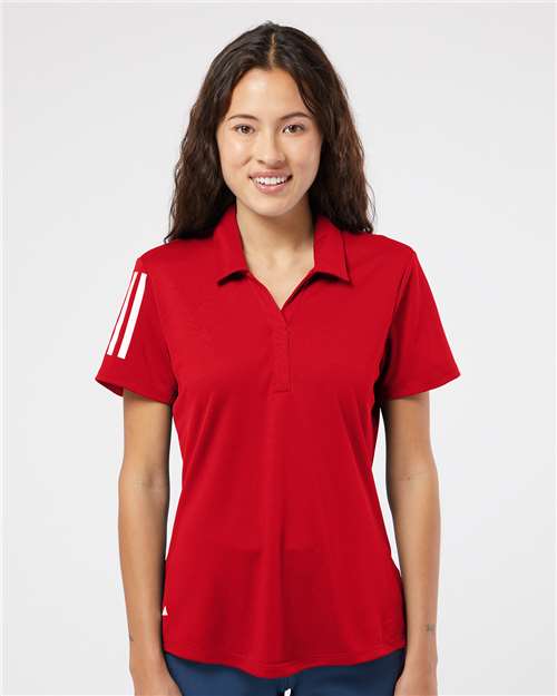 Team Power Red/ White Women&#39;s Floating 3-Stripes Polo - A481
