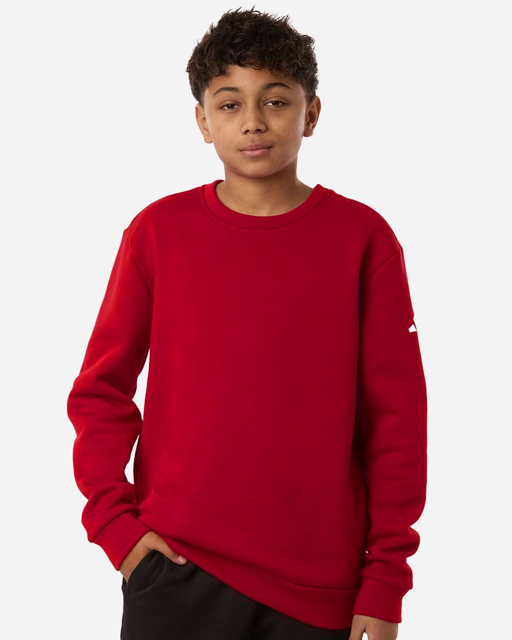 Team Power Red/ White Youth Fleece Crewneck Sweatshirt - AT202 plain