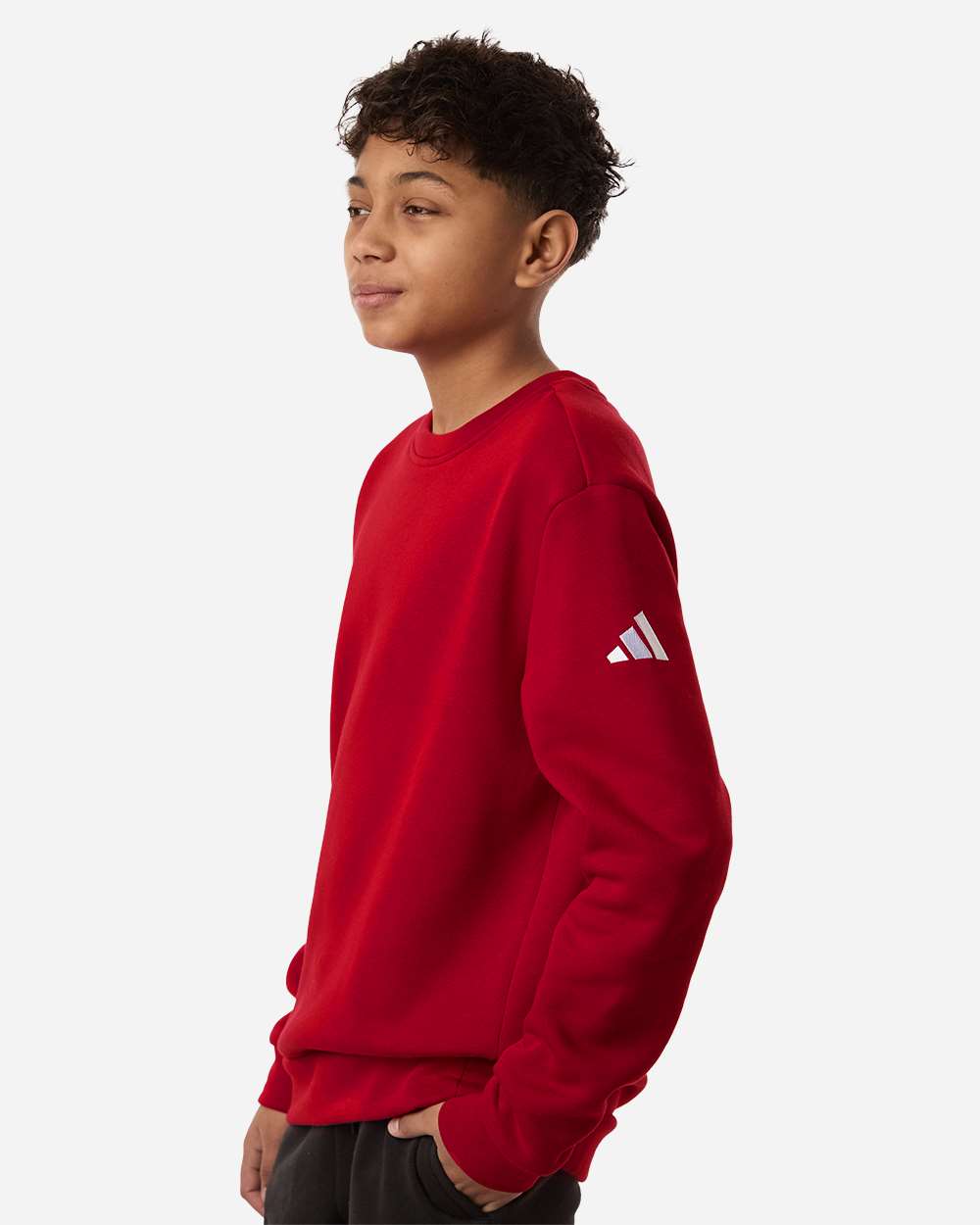 Team Power Red/ White Youth Fleece Crewneck Sweatshirt - AT202 plain