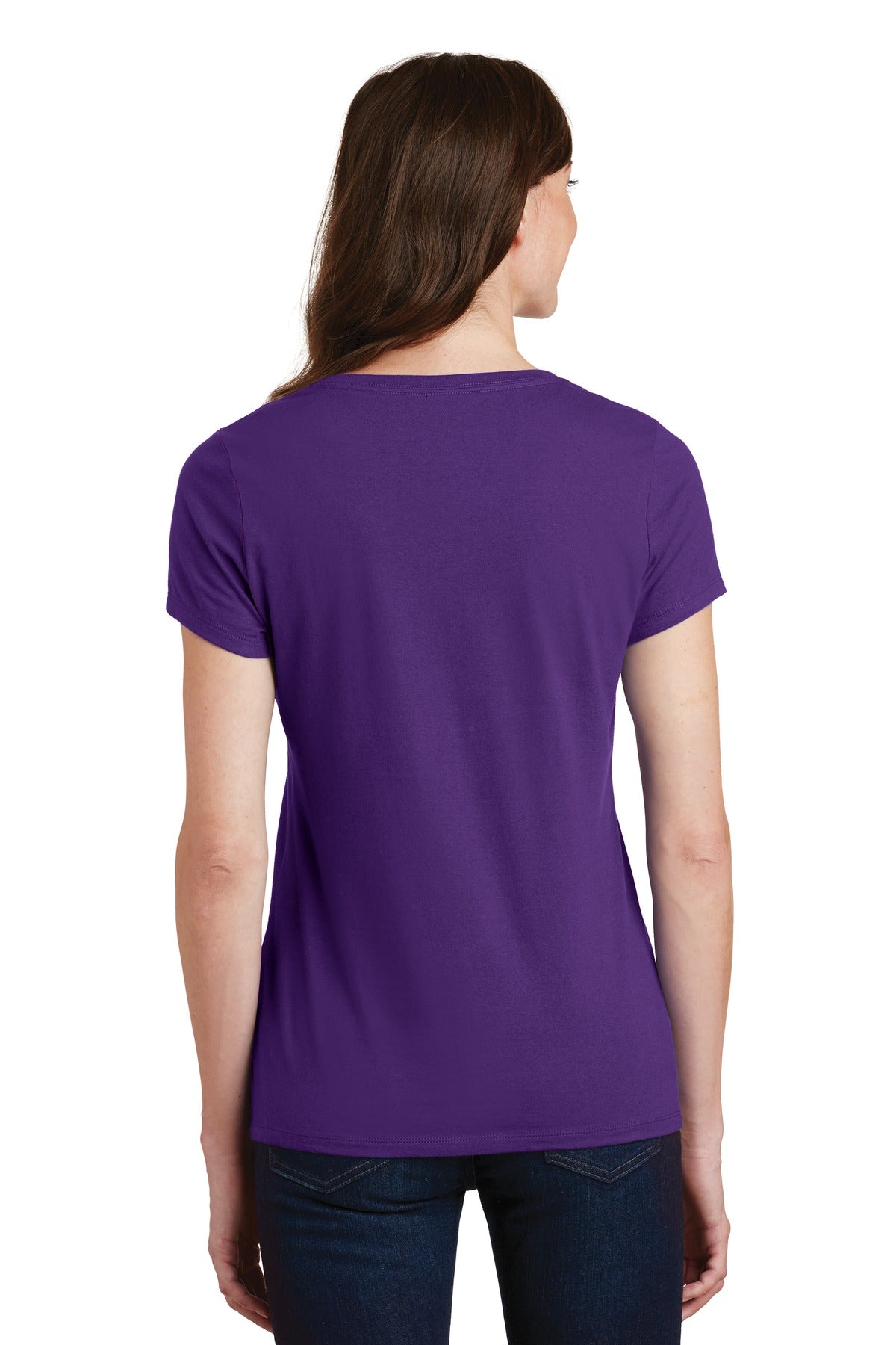 Team Purple Port & Co Women's Fan Favorite V-Neck Tee. LPC450V