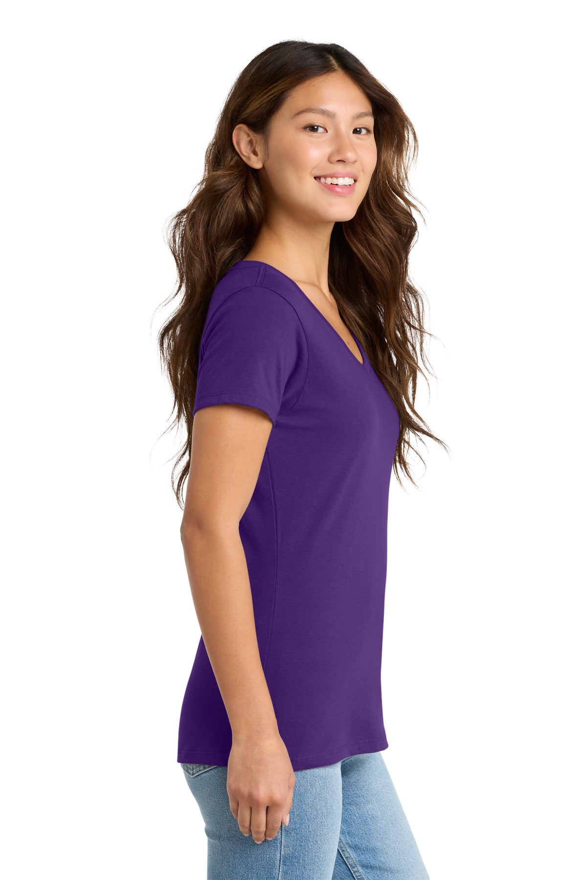 Team Purple Port & Co Women's Fan Favorite V-Neck Tee. LPC450V