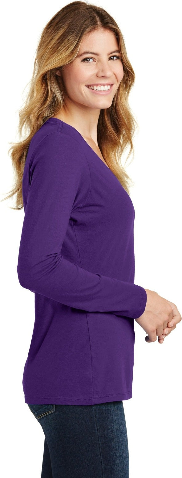 Team Purple Port & Co Women's Long Sleeve Fan Favorite V-Neck Tee. LPC450VLS