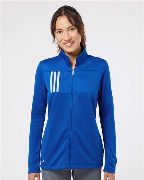 Team Royal/ Grey Two Women&#39;s 3-Stripes Double Knit Full-Zip - A483