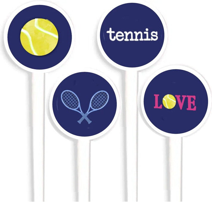 Tennis Swizzle Sticks (4x) - Nvy / Os