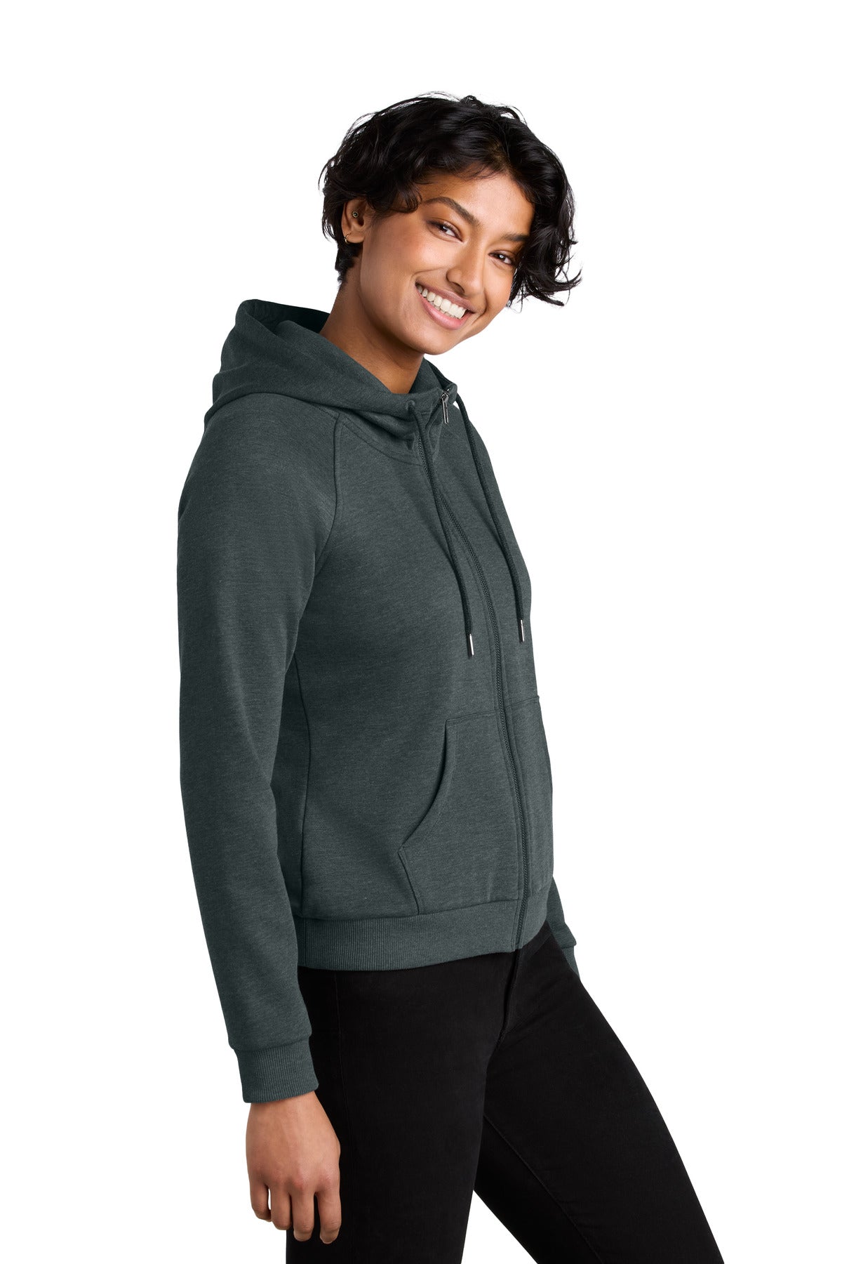 TernGryHtr Allmade Women's Organic CVC Fleece Full-Zip Hoodie AL5003