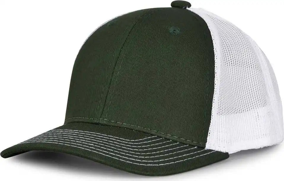 The Game Gb452 Everyday Trucker Cap - Dark Green White - Forest / 6 7/8’’ - 7 5/8’’