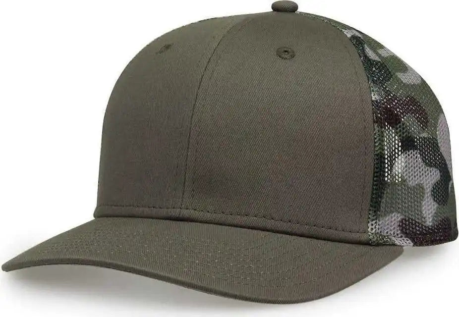 The Game Gb452c Camo Everyday Trucker Cap Olive / one Size Fits Most