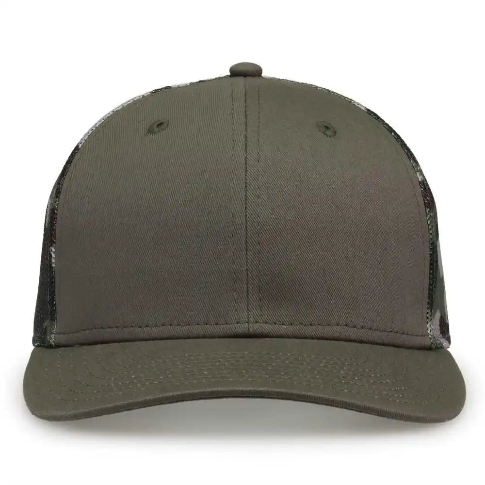 The Game Gb452c Camo Everyday Trucker Cap Olive / one Size Fits Most