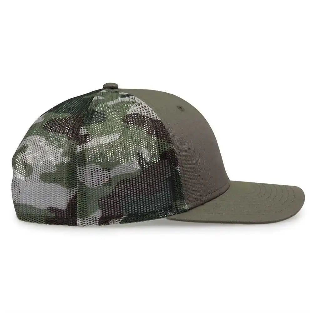 The Game Gb452c Camo Everyday Trucker Cap Olive / one Size Fits Most