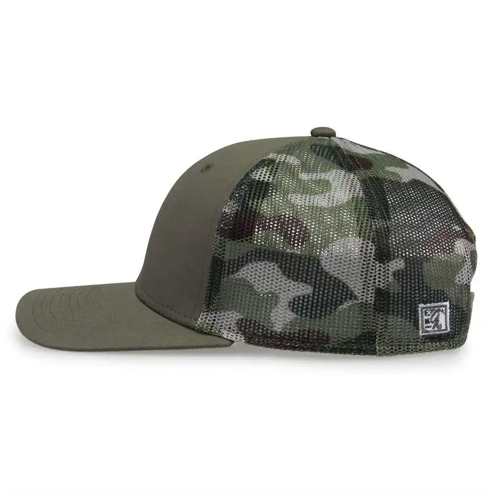 The Game Gb452c Camo Everyday Trucker Cap Olive / one Size Fits Most