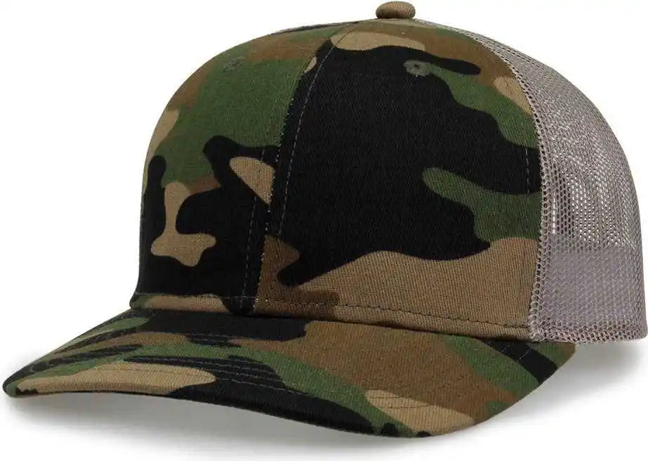 The Game Gb452c Camo Everyday Trucker Cap Woodland / one Size Fits Most