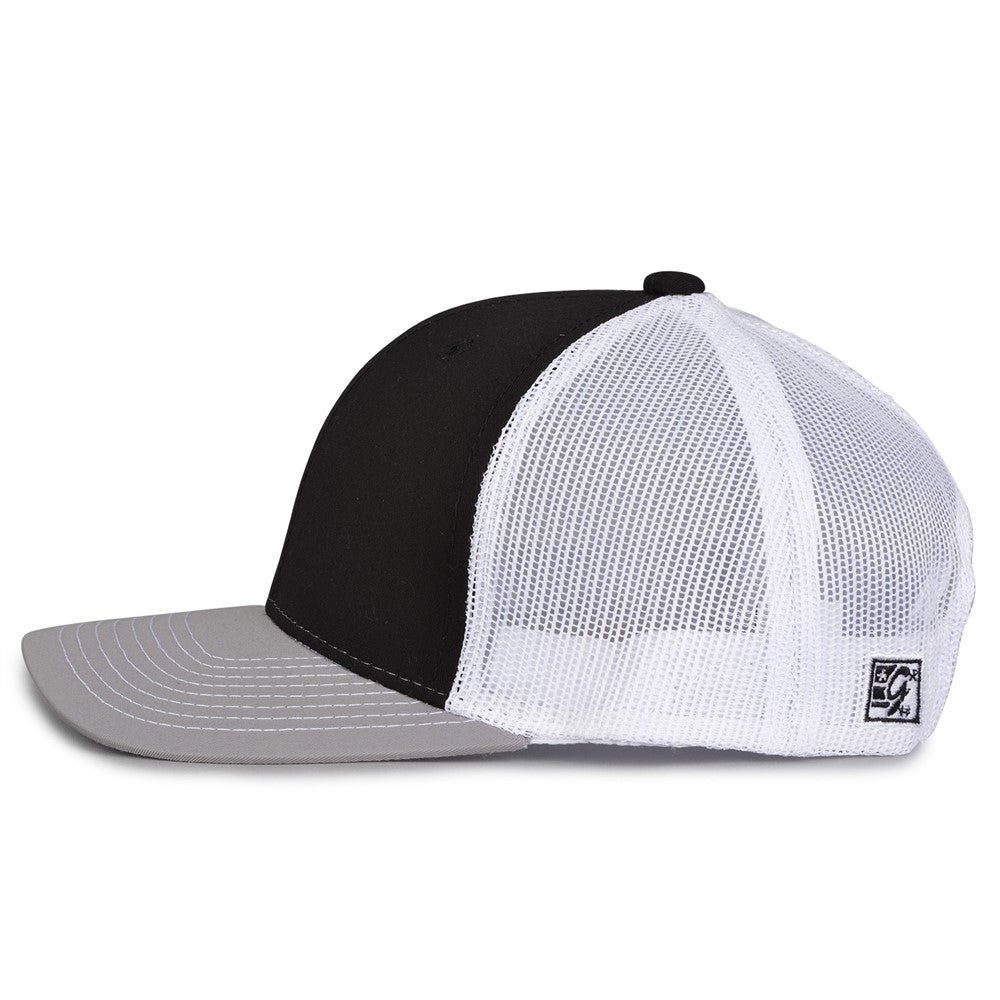 The Game Gb452e Everyday Trucker Cap - Black Gray White