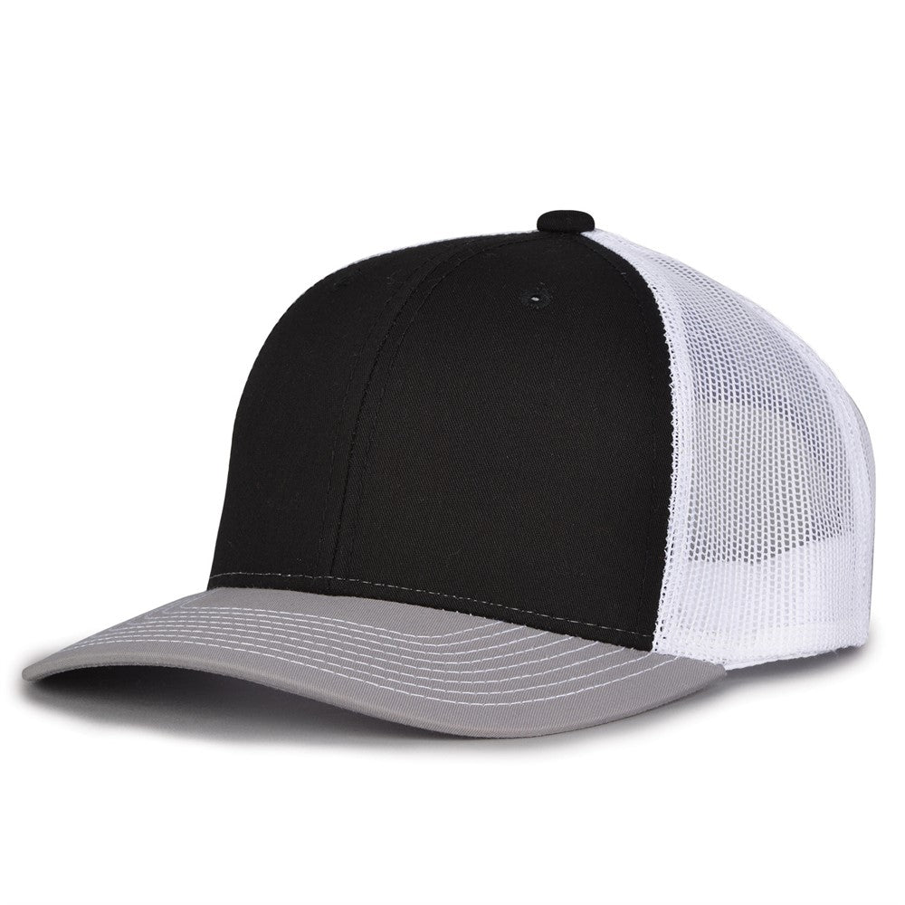 The Game Gb452e Everyday Trucker Cap - Black Gray White