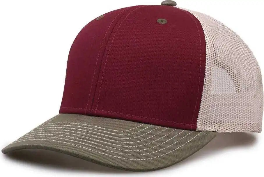 The Game Gb452e Everyday Trucker Cap Cinnamon Olive Stone Maroon Gray / 6 7/8’’ 7 5/8’’