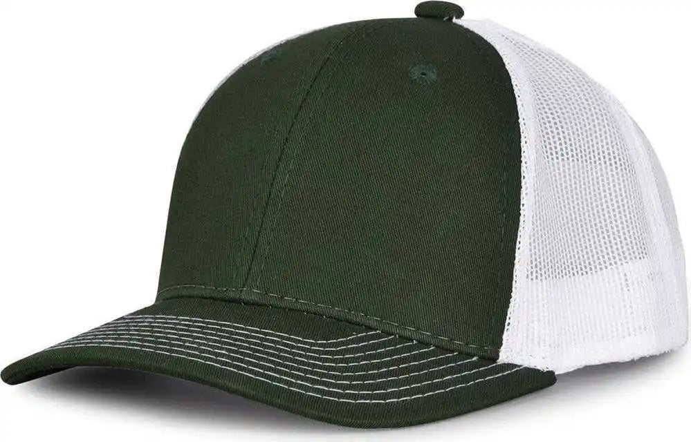 The Game Gb452e Everyday Trucker Cap - Dark Green White - Forest / 6 7/8’’ - 7 5/8’’