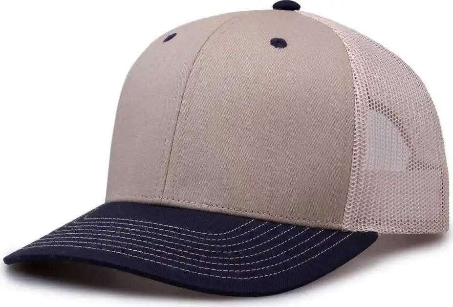 The Game Gb452e Everyday Trucker Cap Khaki Navy Stone Gray / 6 7/8’’ 7 5/8’’